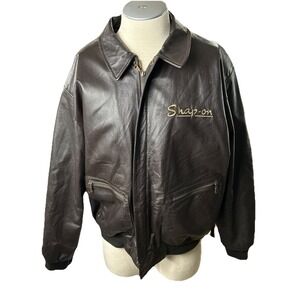 Snap On Tools Mens Leather Jacket XL Dark Brown